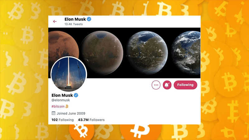 อีลอน มัสก์ (Elon Musk) เปลี่ยนข้อความประวัติใน Twitter เป็นผู้สนับสนุน  Bitcoin ▻ Siam Bitcoin