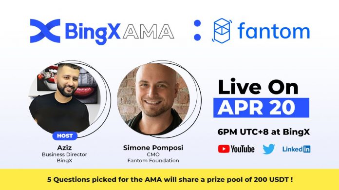 BingX จัดกิจกรรม AMA กับ Fantom โดยมีการแจกรางวัลรวม 200 USDT