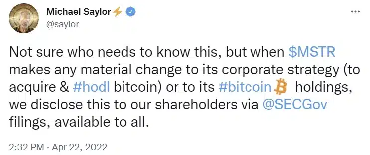 Siam Bitcoin CEO ของบริษัท Microstrategy ได้ปฏิเสธข่าวลือที่ว่าบริษัทของเขาขาย Bitcoin อย่างลับๆ