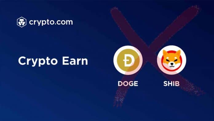 Crypto.com ตัดสินใจถอดเหรียญมีม Dogecoin, Shiba Inu ออกจากโปรแกรม Earn ของตลาด