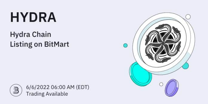 BitMart ลิสต์เหรียญ Hydra Chain (HYDRA) พร้อมคู่เทรด HYDRA/USDT