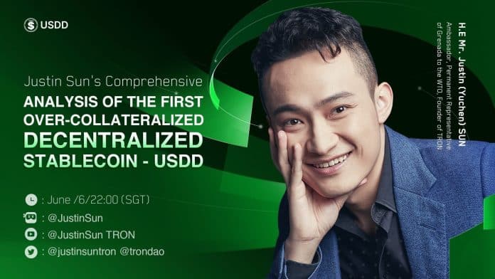 Justin sun เตรียมจัด Livestream เพื่อพูดคุยรายละเอียดเพิ่มเติมเกี่ยวกับ USDD