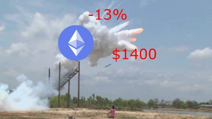 Ethereum (ETH) ดิ่งลงแตะ $1,400 ต่ำสุดนับตั้งแต่ต้นปี 2021