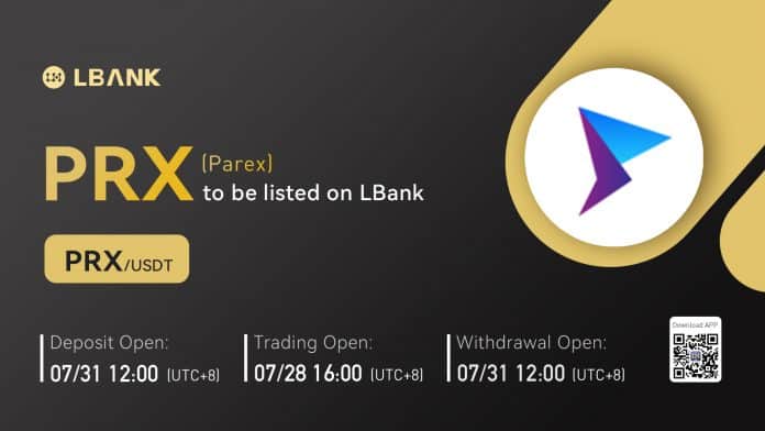 LBank ลิสต์เหรียญ Parex (PRX) พร้อมคู่เทรด PRX/USDT