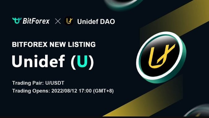 BitForex ลิสต์เหรียญ Unidef (U) พร้อมกับคู่เทรด U/BTC