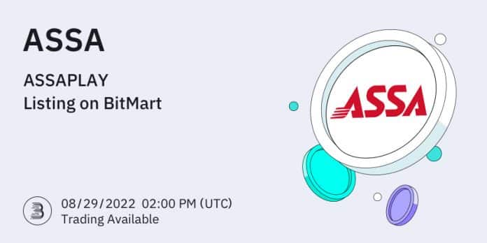 BitMart ประกาศลิสต์เหรียญ ASSA (ASSAPLAY) ขึ้นกระดานเทรดแล้วในวันที่ 29 สิงหาคม 65