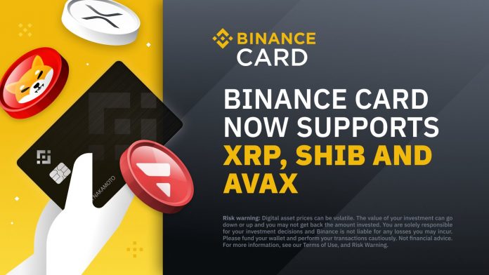 Binance รองรับ SHIB, XRP และ AVAX ให้เป็นวิธีการชำระเงินผ่าน Binance Card ได้แล้ว